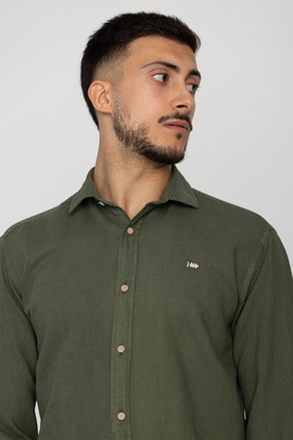  Camisa Lino Verde Klout para Hombre