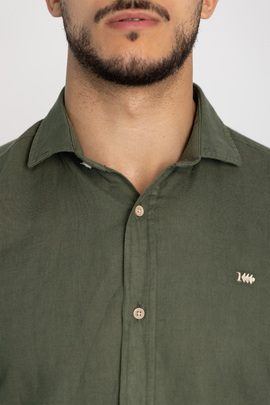  Camisa Lino Verde Klout para Hombre