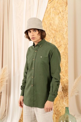  Camisa Klout Lino Carballo Verde Para Hombre