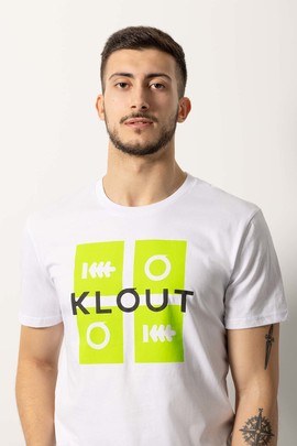  Camiseta Klout Puzzle Neon Blanca Hombre y Mujer