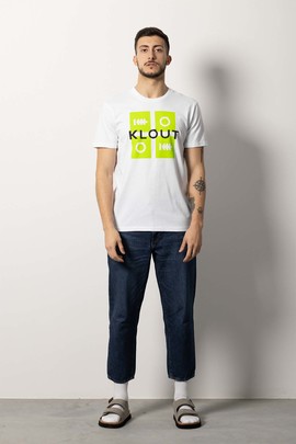 Camiseta Klout Puzzle Neon Blanca Hombre y Mujer