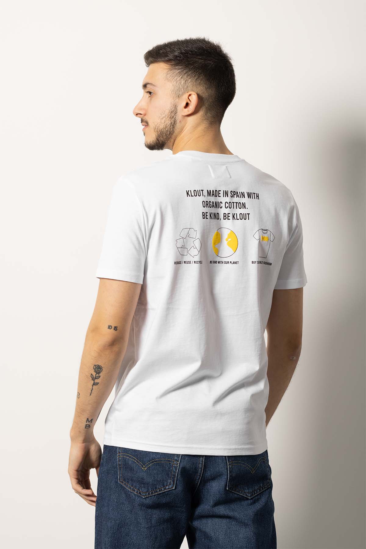 Camiseta Klout Recycle Blanca para Hombre y Mujer